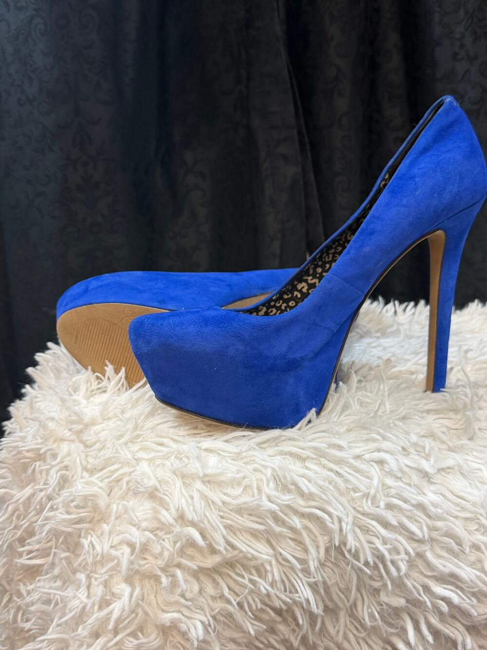 Stunning Royal Blue Suede Platform Heels